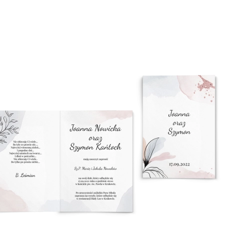 Zaproszenia ślubne Watercolor Wedding - Składane motyw 2