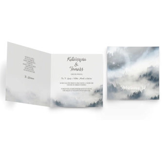 Zaproszenia ślubne Forest - Składane Kwadrat Motyw 5