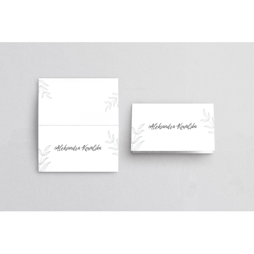 Winietki ślubne składane Białe Liście - Motyw 2