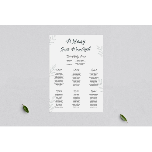 Plan stołów weselnych Białe Liście - Motyw 2