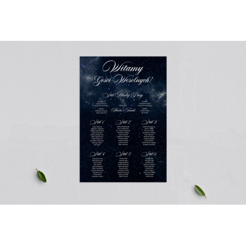 Plan stołów weselnych Galaxy - Motyw 1