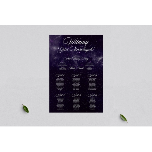 Plan stołów weselnych Galaxy - Motyw 2