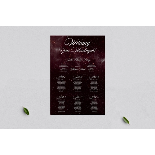 Plan stołów weselnych Galaxy - Motyw 3