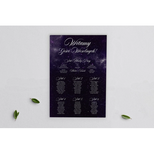 Plan stołów weselnych na płótnie Galaxy - Motyw 2