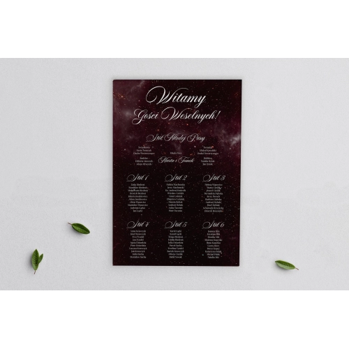 Plan stołów weselnych na płótnie Galaxy - Motyw 3