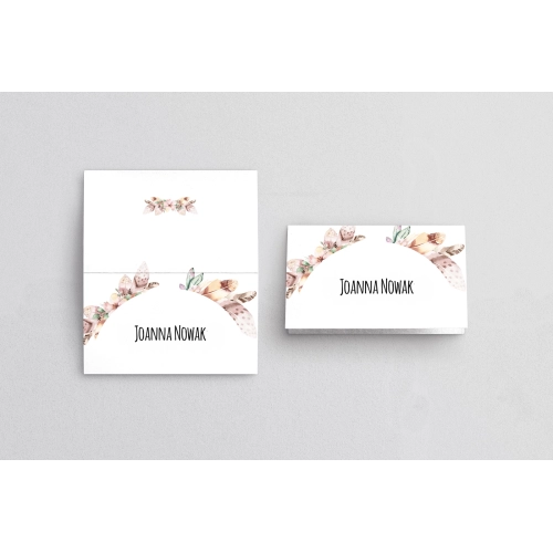 Winietki ślubne składane Piórko - Motyw 1