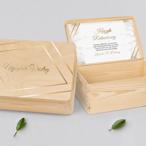 Koszyczek ratunkowy weselny naturalny - Marmur & Złoto Motyw 1