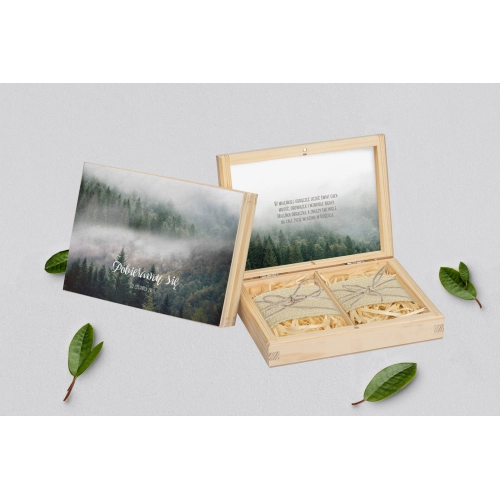 Pudełko na obrączki prostokątne naturalne - Forest - Motyw 2