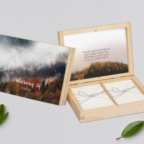 Pudełko na obrączki prostokątne naturalne - Forest - Motyw 3