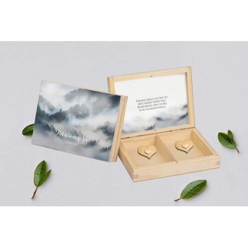 Pudełko na obrączki prostokątne naturalne - Forest - Motyw 5