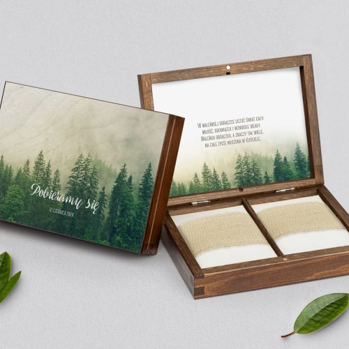 Pudełko na obrączki prostokątne brązowe - Forest - Motyw 1