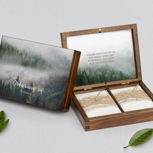 Pudełko na obrączki prostokątne brązowe - Forest - Motyw 2
