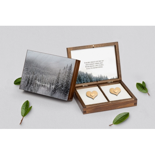 Pudełko na obrączki prostokątne brązowe - Forest - Motyw 4