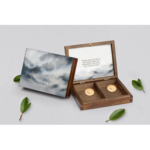 Pudełko na obrączki prostokątne brązowe - Forest - Motyw 5