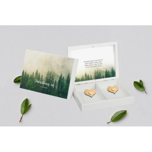 Pudełko na obrączki prostokątne białe - Forest - Motyw 1