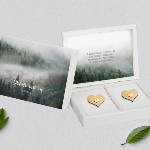 Pudełko na obrączki prostokątne białe - Forest - Motyw 2