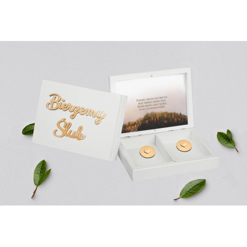 Pudełko na obrączki prostokątne białe - Forest - Motyw 3