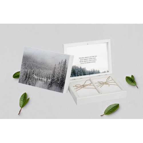 Pudełko na obrączki prostokątne białe - Forest - Motyw 4