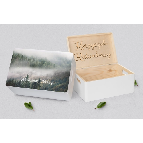 Koszyczek ratunkowy weselny biały - Forest - Motyw 2