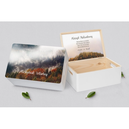 Koszyczek ratunkowy weselny biały - Forest - Motyw 3