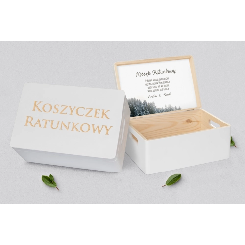 Koszyczek ratunkowy weselny biały - Forest - Motyw 4