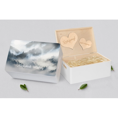 Koszyczek ratunkowy weselny biały - Forest - Motyw 5