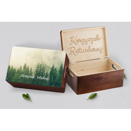 Koszyczek ratunkowy weselny brązowy - Forest - Motyw 1