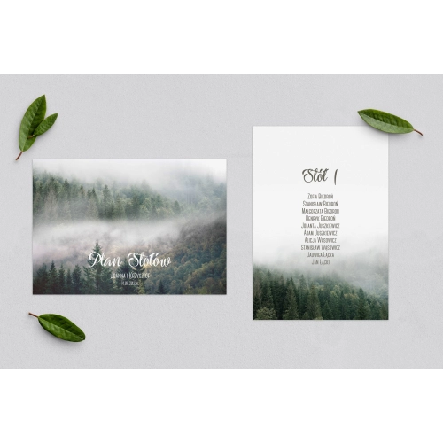 Plan Stołów - Karteczka Forest - Motyw 2