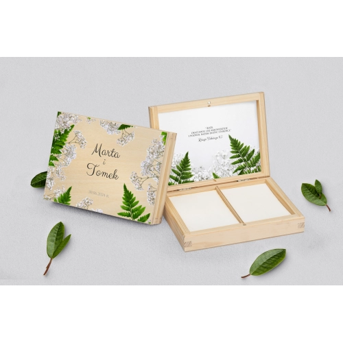 Pudełko na obrączki prostokątne naturalne - Soft Motyw 2