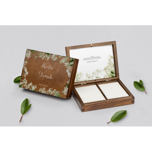 Pudełko na obrączki prostokątne brązowe - Soft Motyw 7