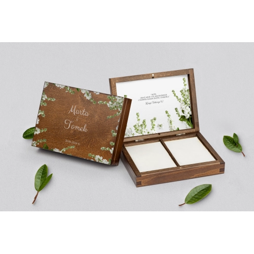 Pudełko na obrączki prostokątne brązowe - Soft Motyw 8