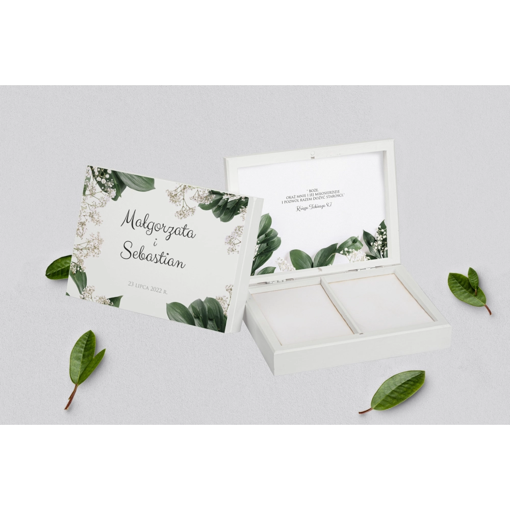 Pudełko na obrączki prostokątne białe - Soft Motyw 1