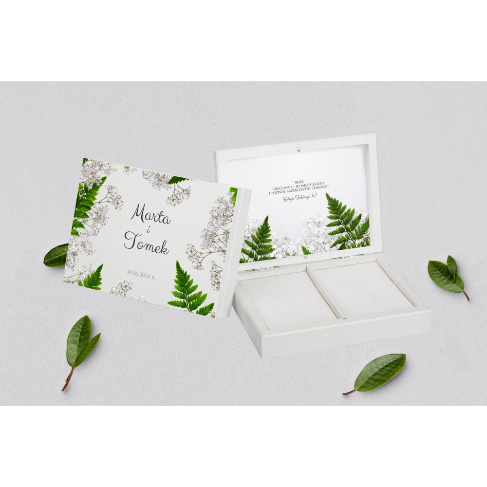 Pudełko na obrączki prostokątne białe - Soft Motyw 2