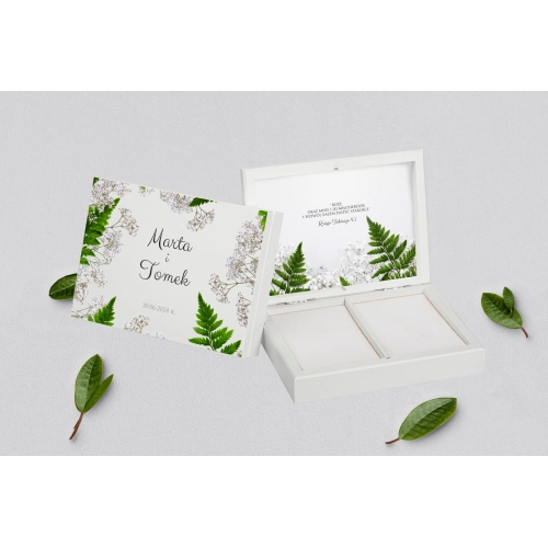 Pudełko na obrączki prostokątne białe - Soft Motyw 2
