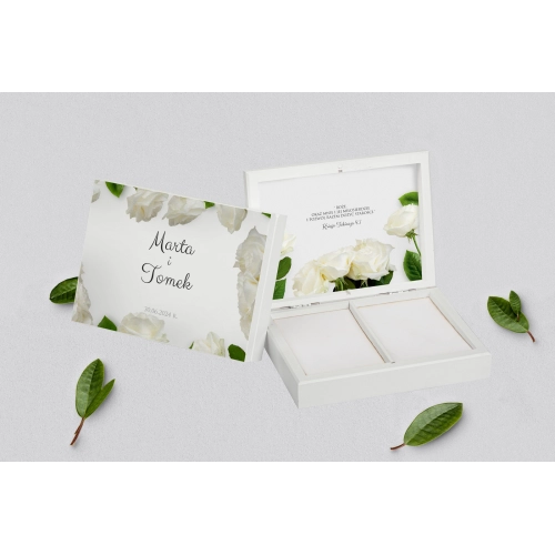 Pudełko na obrączki prostokątne białe - Soft Motyw 4