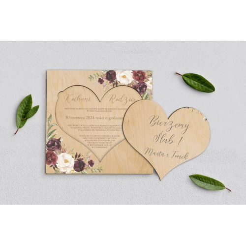 Drewniane Zaproszenie dla Rodziców - PasteLove Motyw 3
