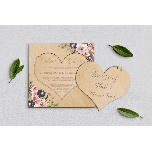 Drewniane Zaproszenie dla Rodziców - PasteLove Motyw 4