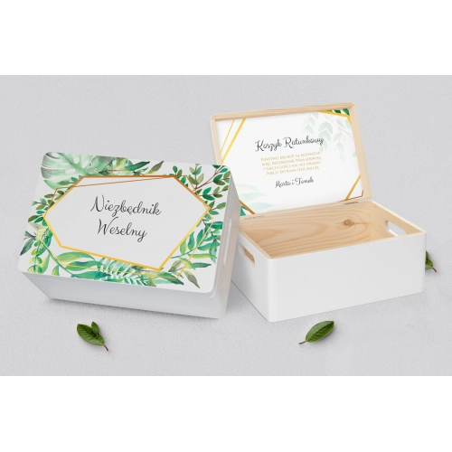 Koszyczek ratunkowy weselny biały - Flowers & Frame Motyw 2