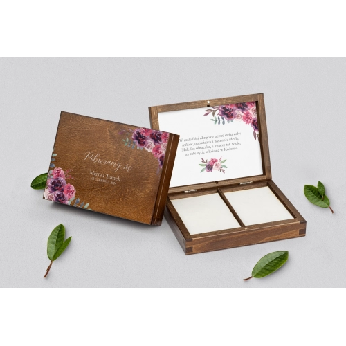 Pudełko na obrączki prostokątne brązowe - PasteLove Motyw 1