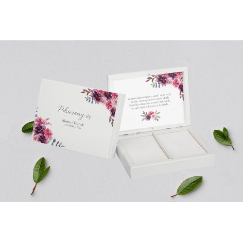 Pudełko na obrączki prostokątne białe - PasteLove Motyw 1