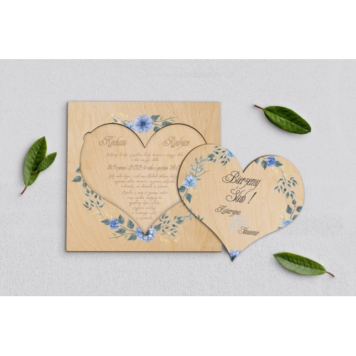 Drewniane Zaproszenie dla Rodziców - Akwarelowe Wianki Motyw 1