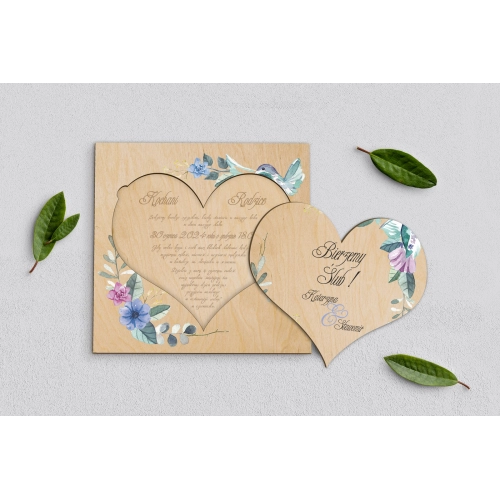 Drewniane Zaproszenie dla Rodziców - Akwarelowe Wianki Motyw 8