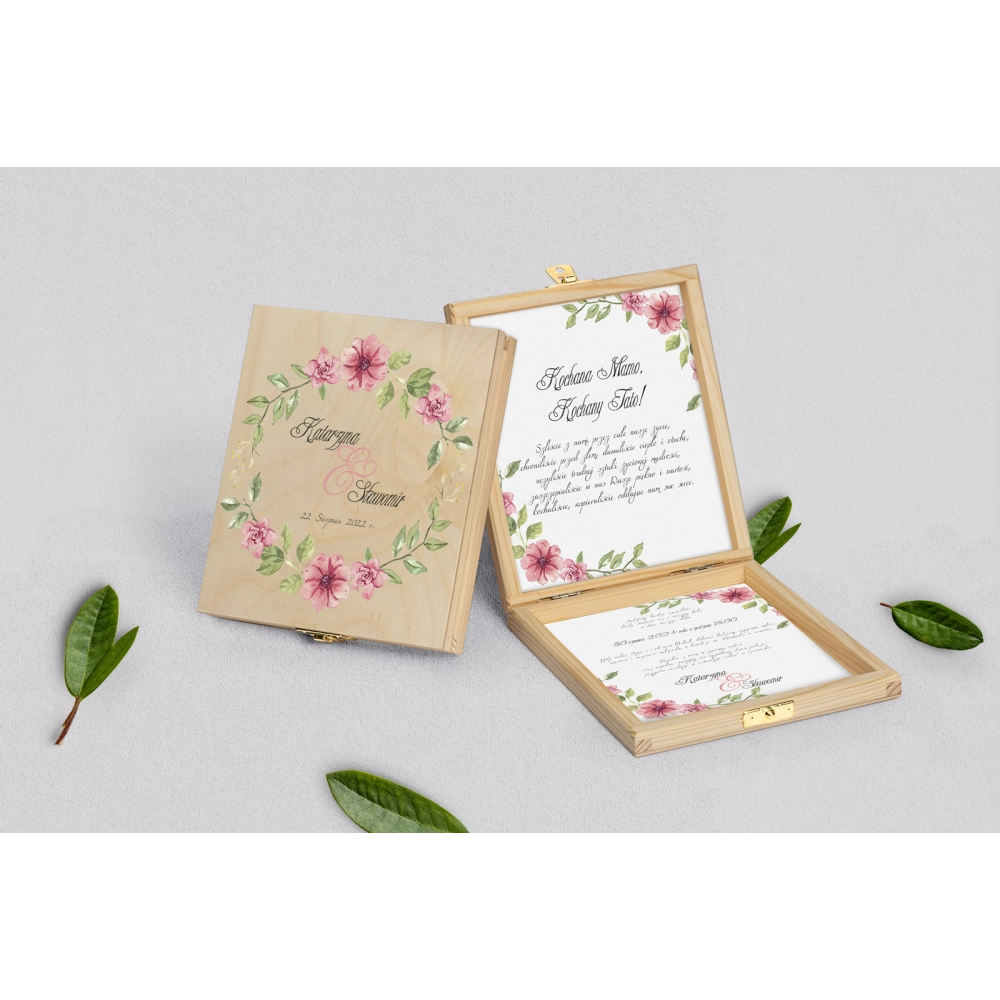 Zaproszenie dla Rodziców - naturalne  Akwarelowe Wianki Motyw 6