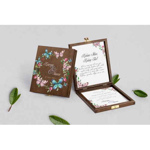 Zaproszenie dla Rodziców - brązowe Akwarelowe Wianki Motyw 3