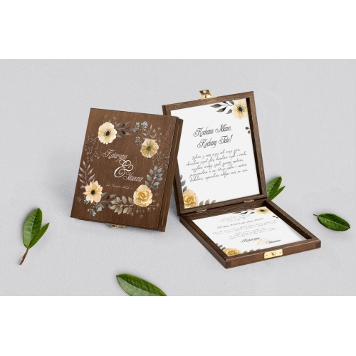 Zaproszenie dla Rodziców - brązowe Akwarelowe Wianki Motyw 4