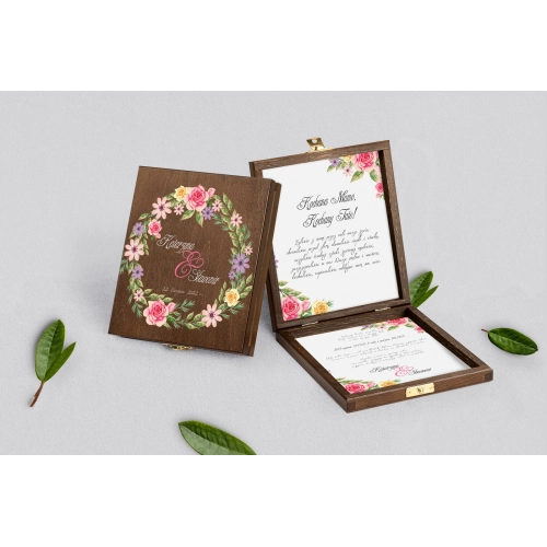 Zaproszenie dla Rodziców - brązowe Akwarelowe Wianki Motyw 5