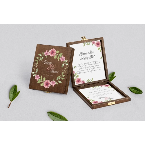 Zaproszenie dla Rodziców - brązowe Akwarelowe Wianki Motyw 6