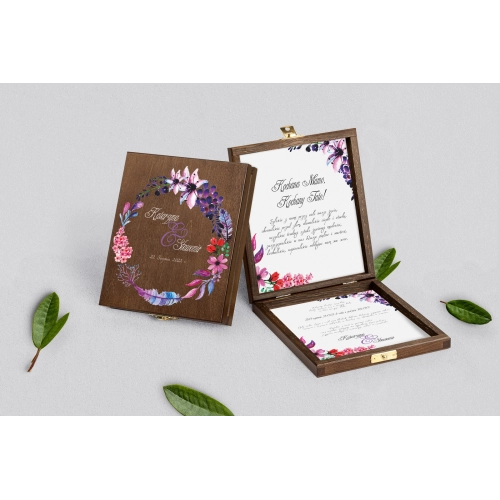 Zaproszenie dla Rodziców - brązowe Akwarelowe Wianki Motyw 7