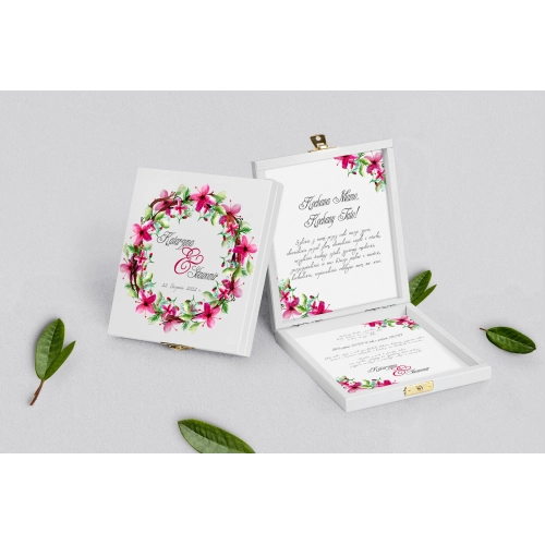 Zaproszenie dla Rodziców - białe Akwarelowe Wianki Motyw 2