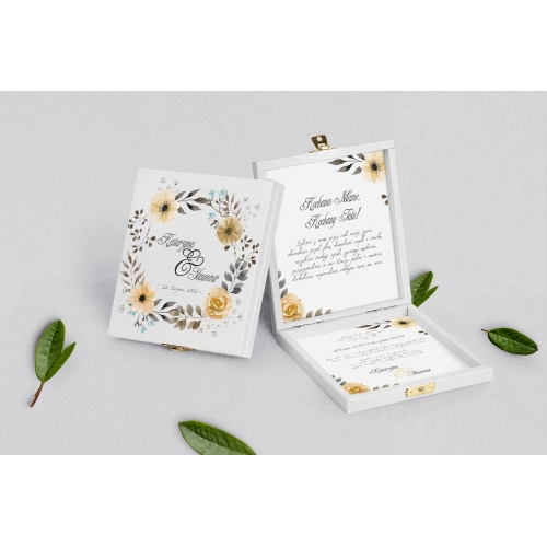 Zaproszenie dla Rodziców - białe Akwarelowe Wianki Motyw 4